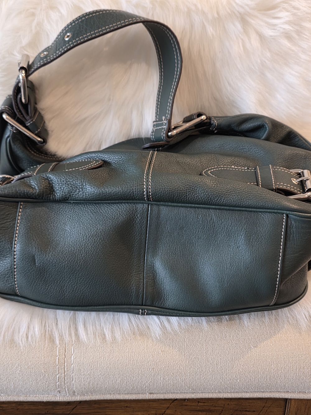 Dark Green Leather Shoulder Bag by Franco Sarto - Picture 8 of 15